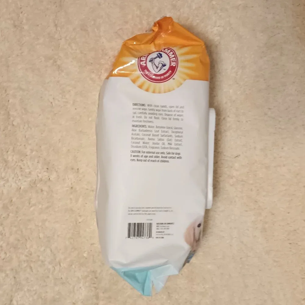New & Unopened Package oArm & Hammer Coconut Water Gentle Puppy Wipes, 100 count